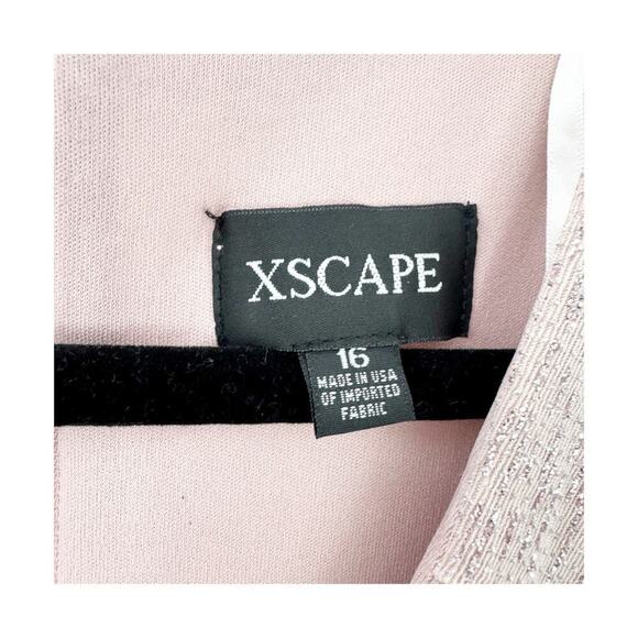 Xscape Metallic Flutter-Sleeve Glitter Gown Rose Pink Size 16 NWT - Picture 9 of 9